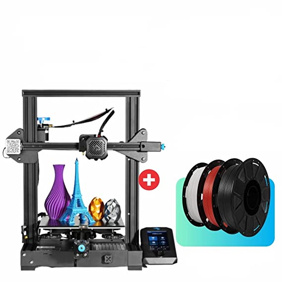 Ender-3 V2 + Creality PLA Combo-3 Filament (White, Grey, Red)