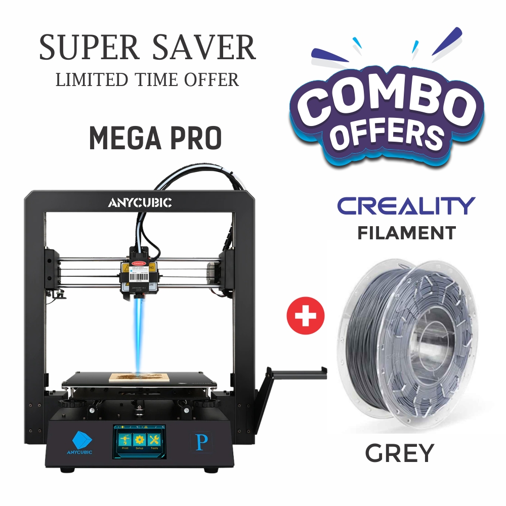 ANYCUBIC Mega Pro 3D Printer + Creality Grey Filament - Combo Offer - Grey