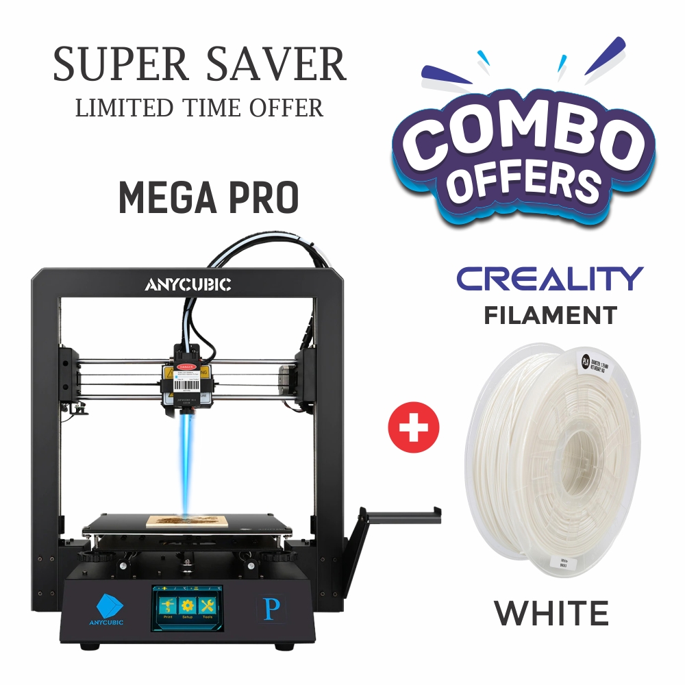ANYCUBIC Mega Pro 3D Printer + Creality White Filament - Combo Offer - White