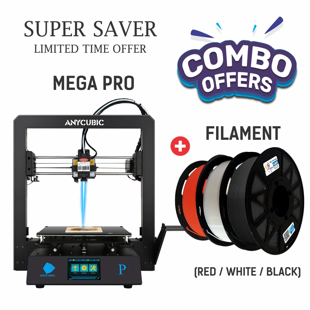 ANYCUBIC Mega-Pro 3D Printer+3 Idea -Combo Offer -BLK,WHITE,RED