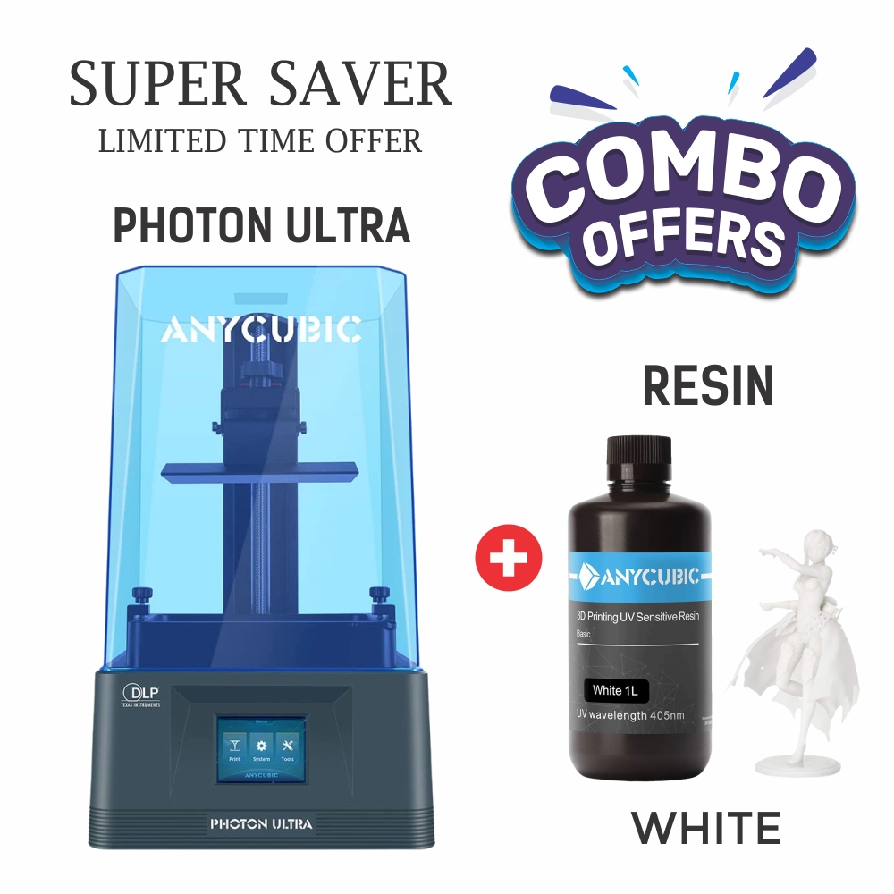 ANYCUBIC Photon Ultra DLP Resin 3D Printer + ANYCUBIC 3D Printer 405nm UV 3D Resin (1L White)