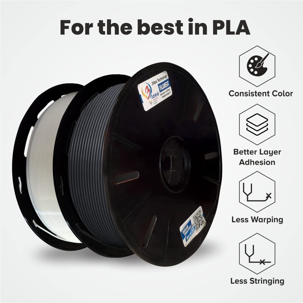 3Idea PLA 1.75mm 3D Printer Filament Bundle | (2KG Total, 1KG/Spool) | (Black, White,)