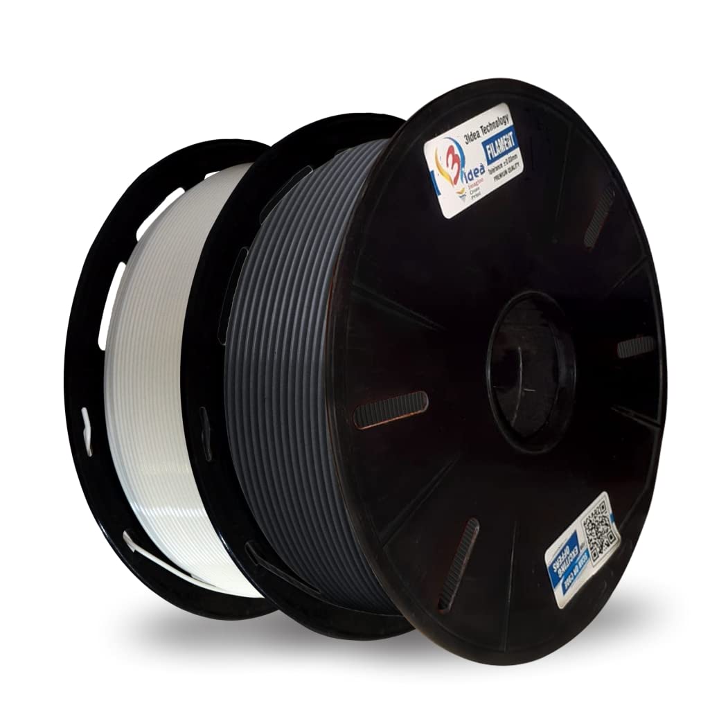 3Idea PLA 1.75mm 3D Printer Filament Bundle | (2KG Total, 1KG/Spool) | (Black, White,)