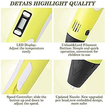 Buy 3 idea Imagine Create Print 2023 Upgraded 3D Pen Yellow Smart