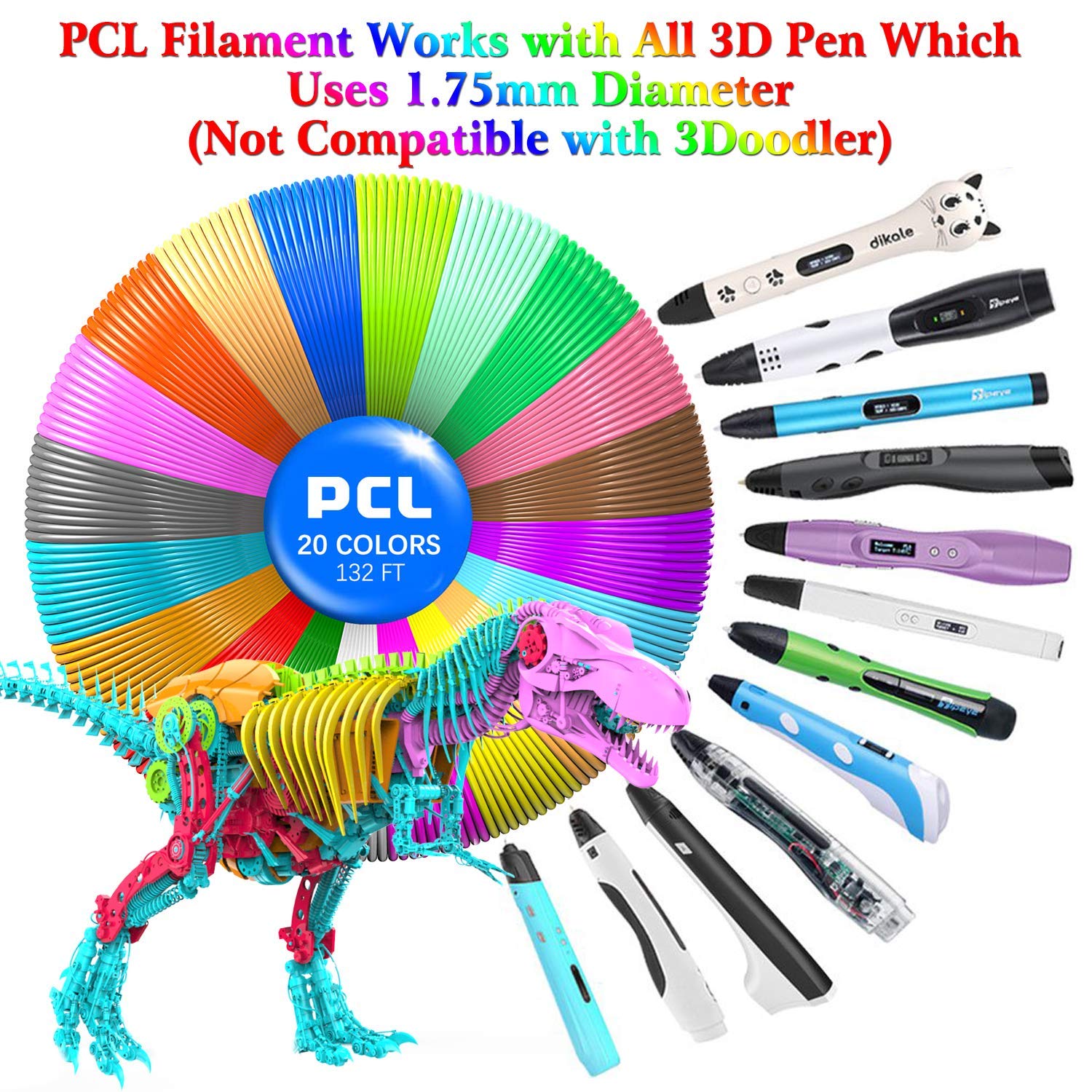 SUNLU PCL 3D Pen Filament - 5M - Set of 10