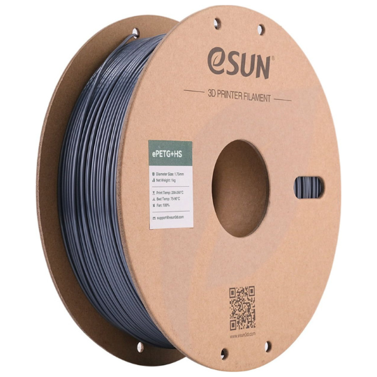 eSUN ePETG+HS 3D Printing Filament Solid Grey,1.75mm, Net Weight-1kg