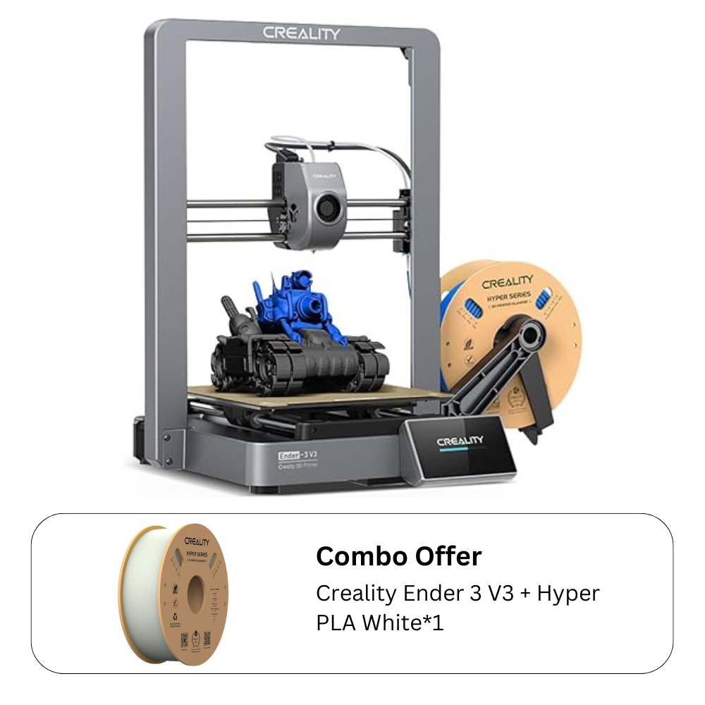 Creality Ender 3 V3 3D Printer + Hyper Series PLA 3D Printing Filament (White) - Combo Offer