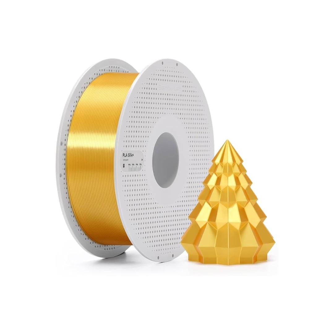 Bambu Lab PLA Silk+ 3D Printing Filament - Gold, Reusable Spool 1KG