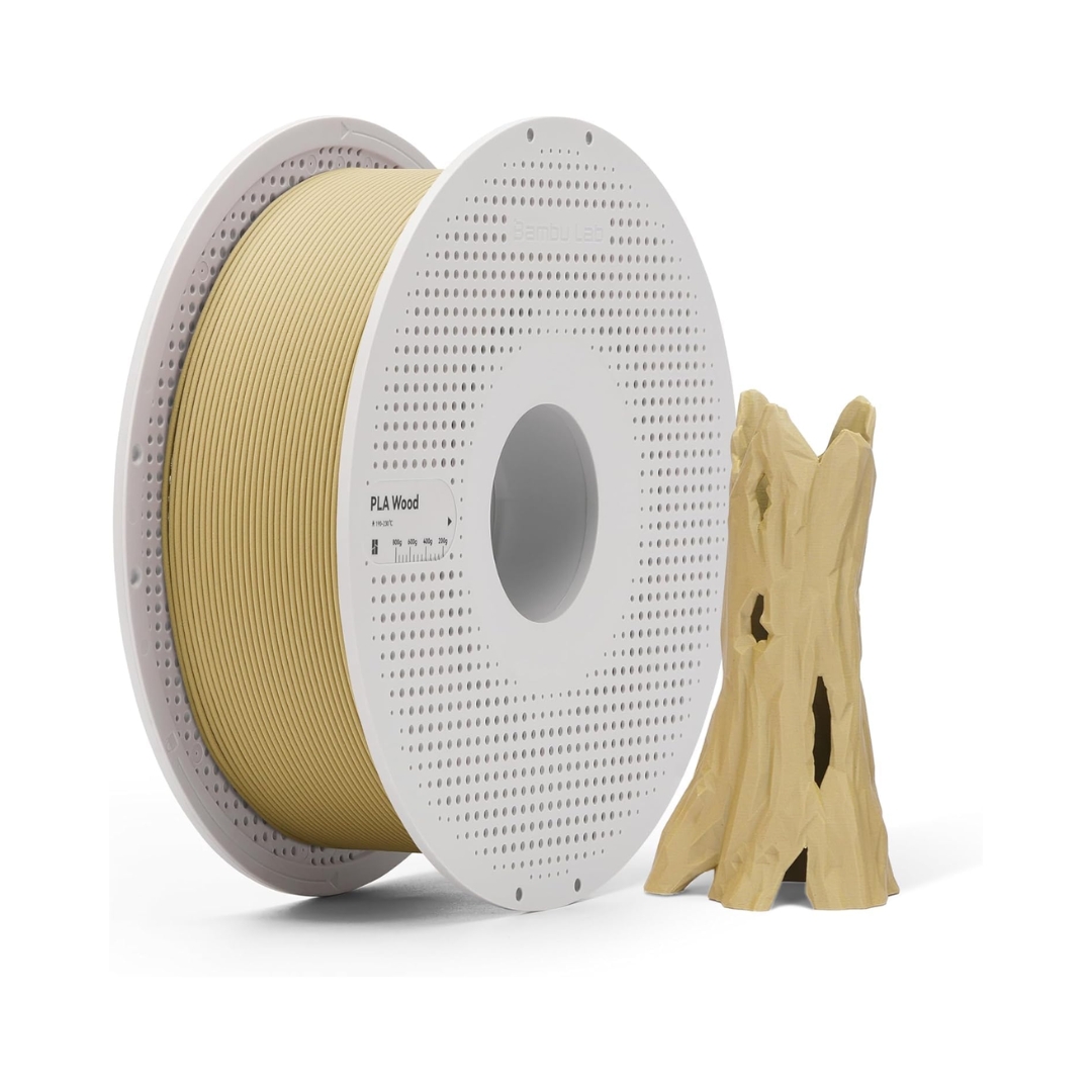 Bambu Lab PLA Wood 3D Printing Filament - Classic Birch, Reusable Spool 1KG