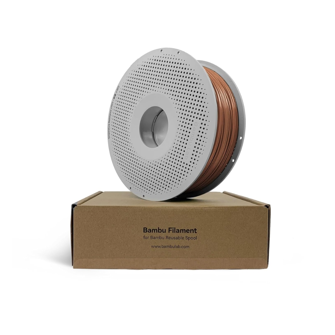 Bambu Lab PLA Metal 3D Printing Filament - Copper Brown Metallic, Reusable Spool 1KG