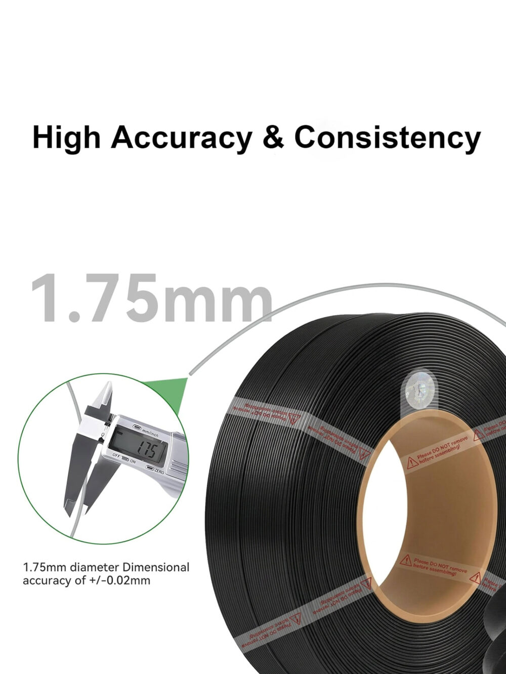 Bambu Lab PLA Basic 3D Printing Filament - Black, Refill 1KG