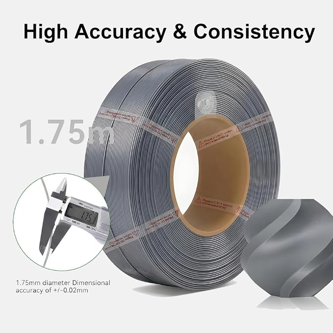 Bambu Lab PLA Basic 3D Printing Filament - Gray, Refill 1KG