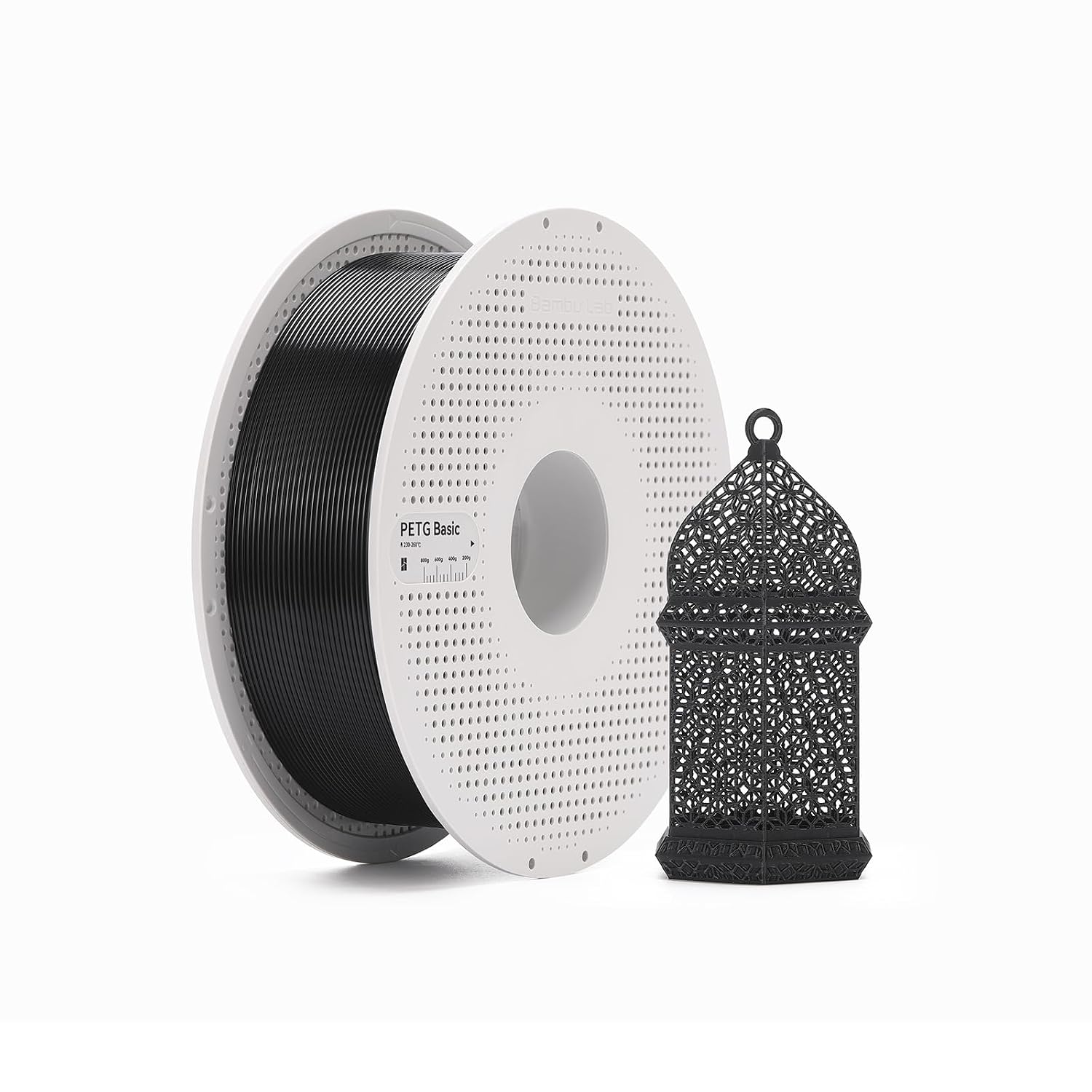 Bambu Lab PETG Basic 3D Printing Filament-Black- with Bambu Reusable Spool, 1KG