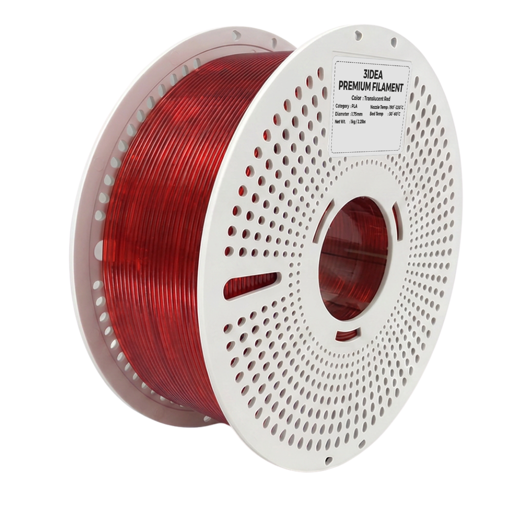 3Idea PLA Translucent filament, 1.75mm, Red, Reusable Spool, 1kg/roll