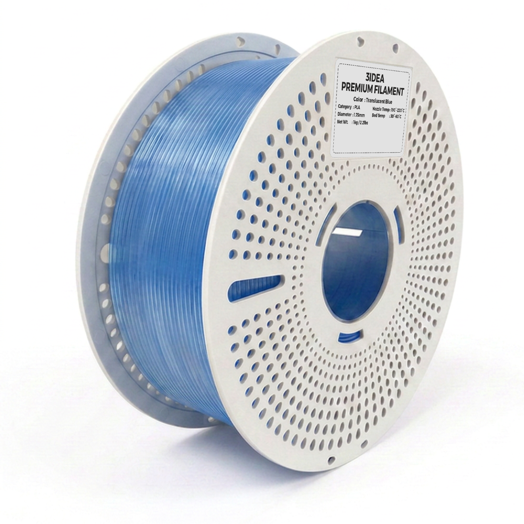 3Idea PLA Translucent filament, 1.75mm, Blue, Reusable Spool, 1kg/roll