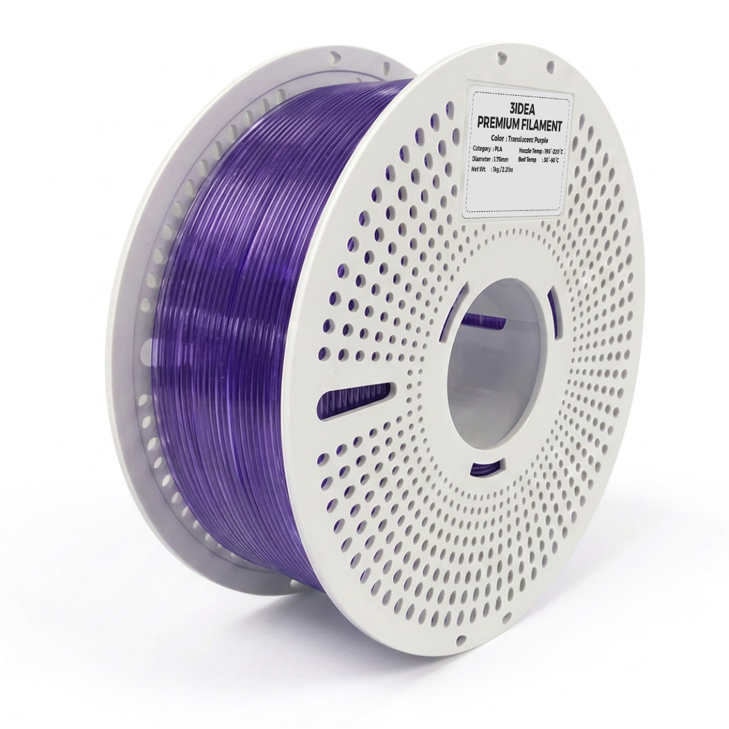 3Idea PLA Translucent filament, 1.75mm, Purple, Reusable Spool, 1kg/roll