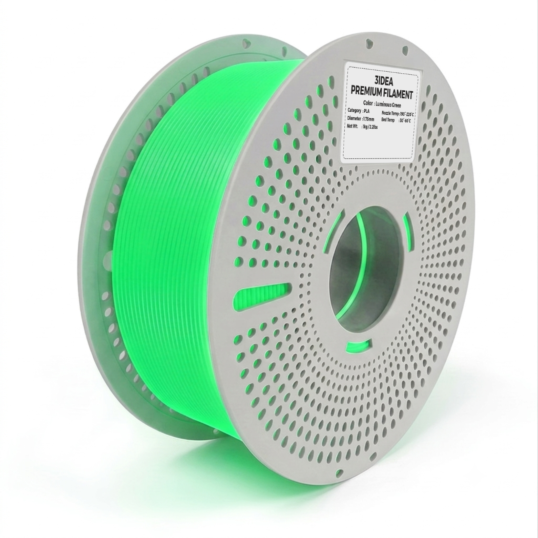 3Idea PLA Luminous filament, 1.75mm, green, Reusable Spool, 1kg/roll