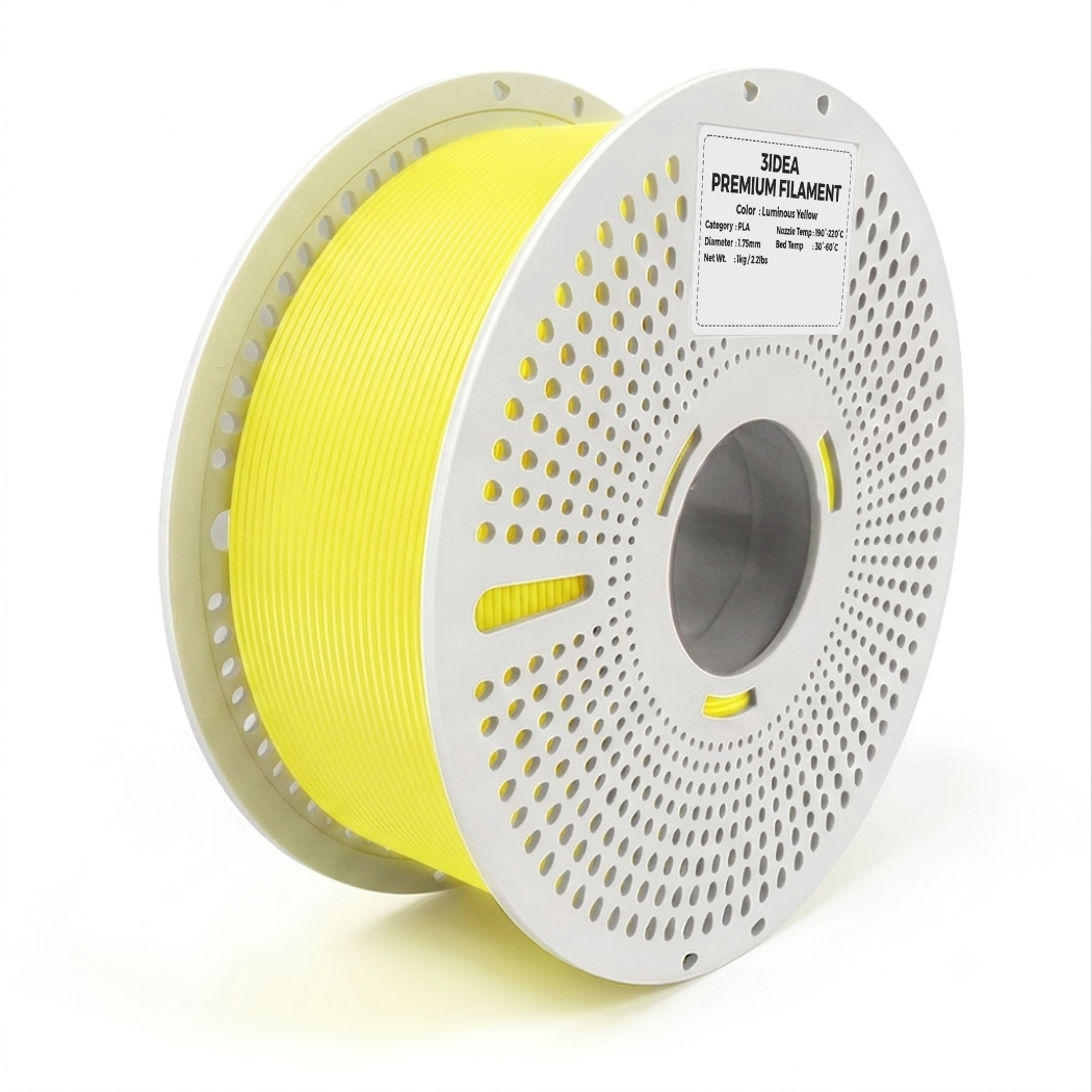 3Idea PLA Luminous filament, 1.75mm, Yellow, Reusable Spool, 1kg/roll