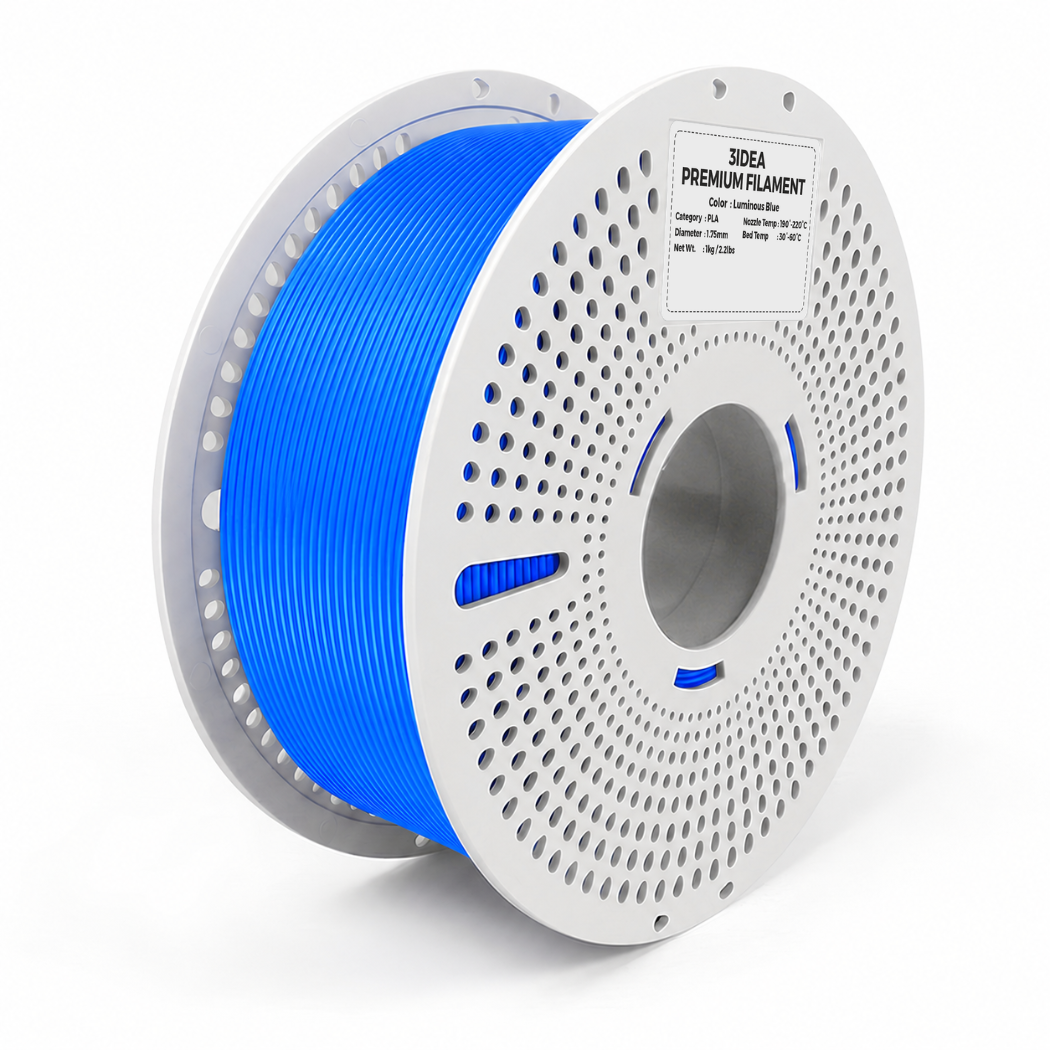 3Idea PLA Luminous filament, 1.75mm, blue, Reusable Spool, 1kg/roll