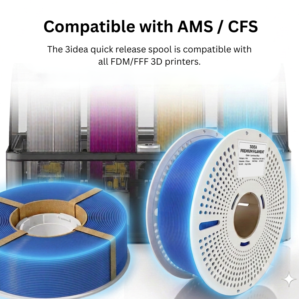 3Idea PLA Luminous filament, 1.75mm, blue, Reusable Spool, 1kg/roll