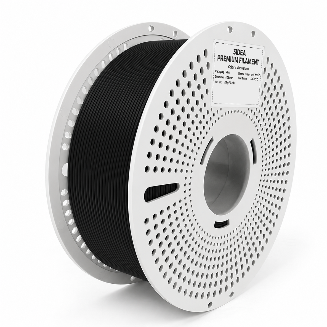 3Idea PLA Matte filament, 1.75mm, black, Reusable Spool, 1kg/roll