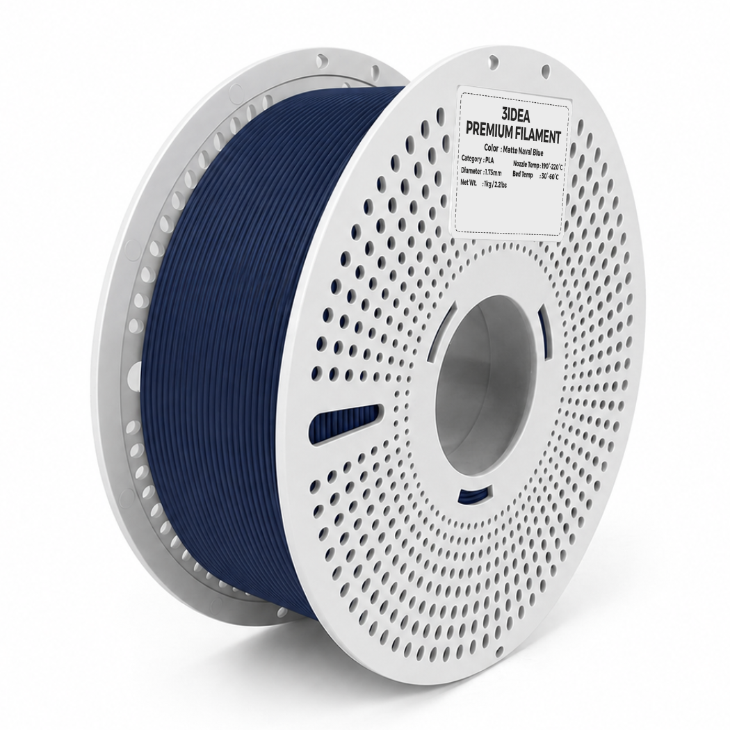 3Idea PLA Matte Filament, 1.75mm, Navy Blue, Reusable Spool, 1kg/roll