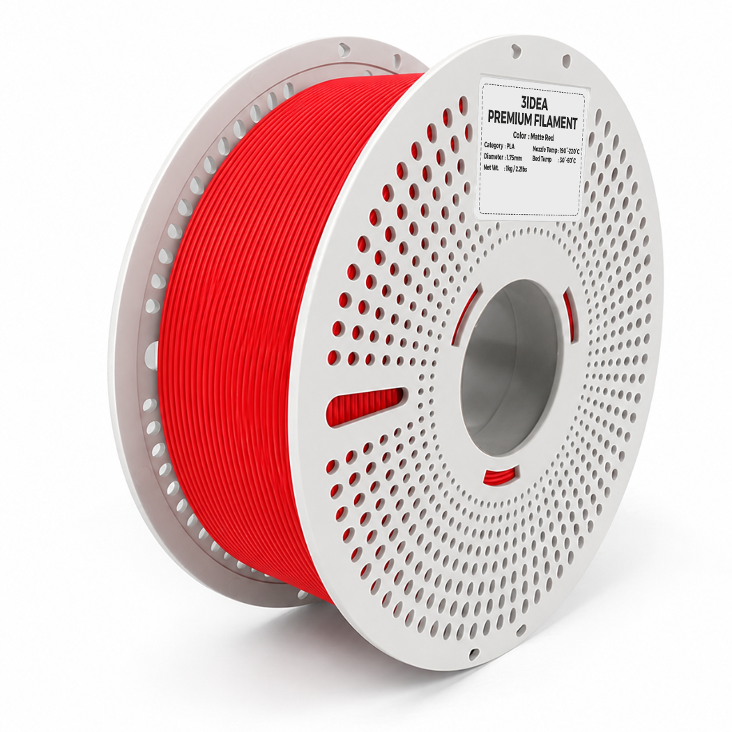 3Idea PLA Matte Filament, 1.75mm, Red, Reusable Spool, 1kg/roll