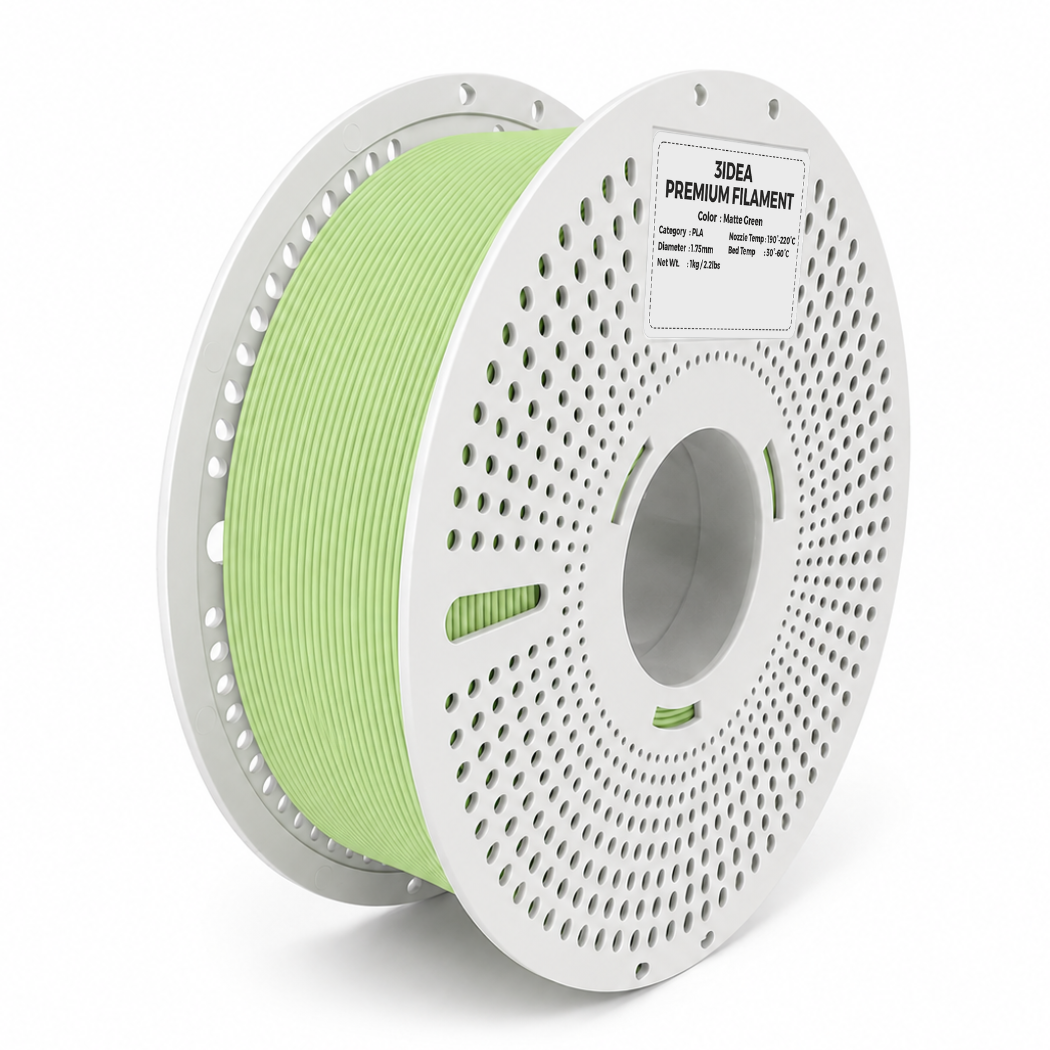 3Idea PLA Matte Filament, 1.75mm, Green, Reusable Spool, 1kg/roll