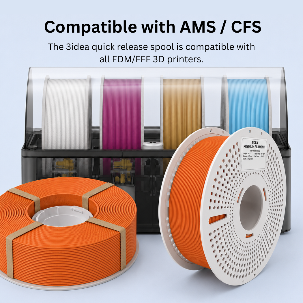 3Idea PLA Matte Filament, 1.75mm, Orange, Reusable Spool, 1kg/roll