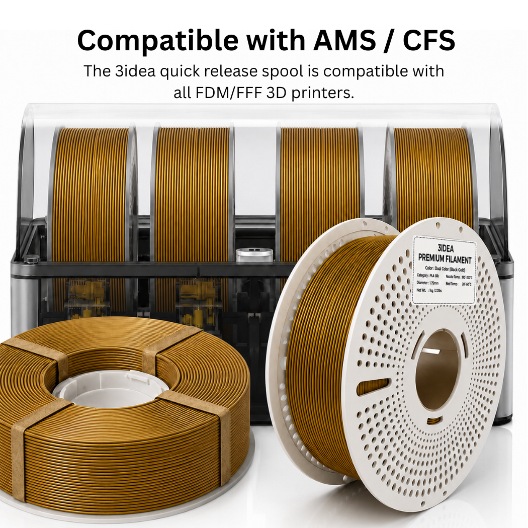 3Idea PLA Silk Dual Color Filament, 1.75mm, Black Gold, Reusable Spool, 1kg/roll