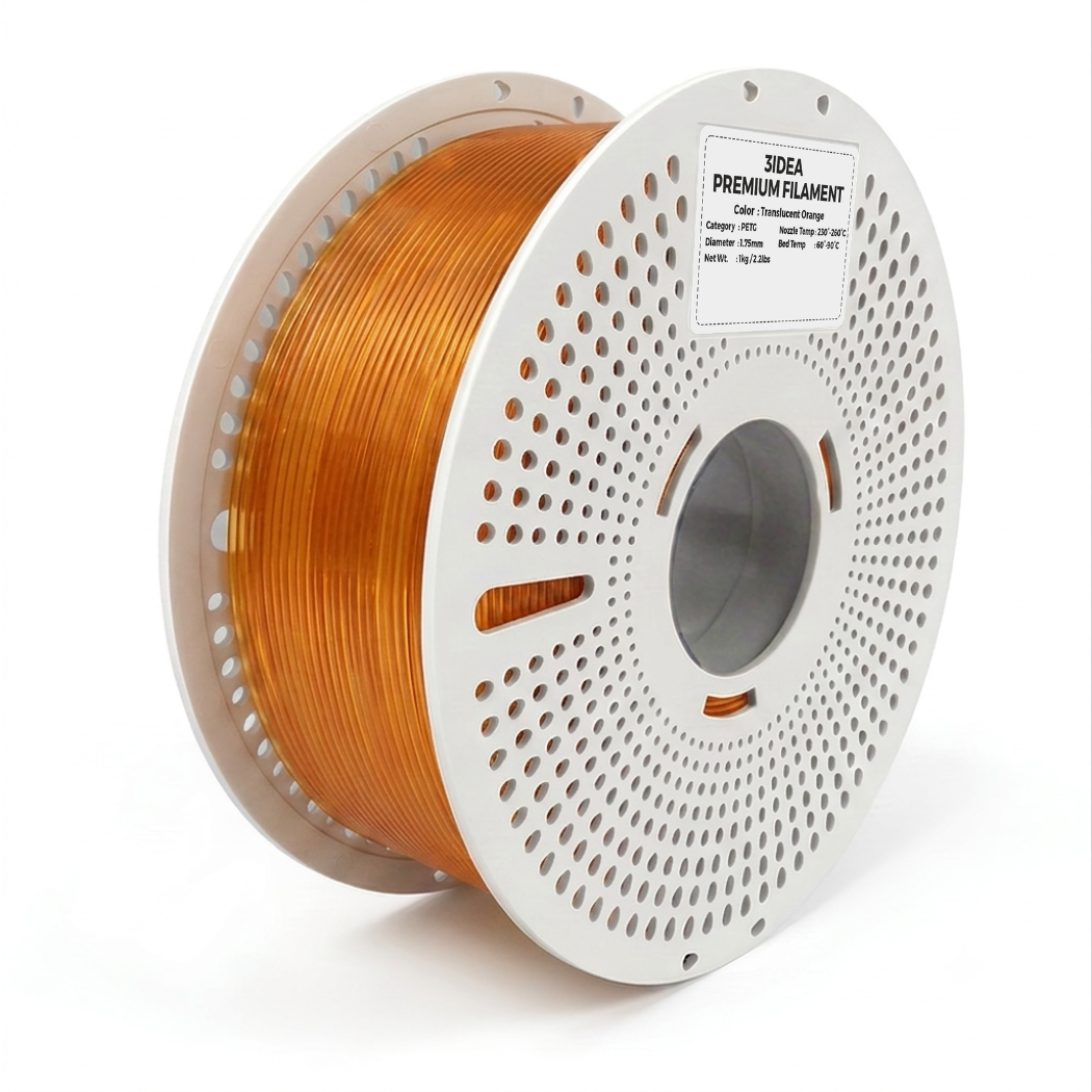 3Idea PETG Translucent Filament, 1.75mm, Orange, Reusable Spool, 1kg/roll