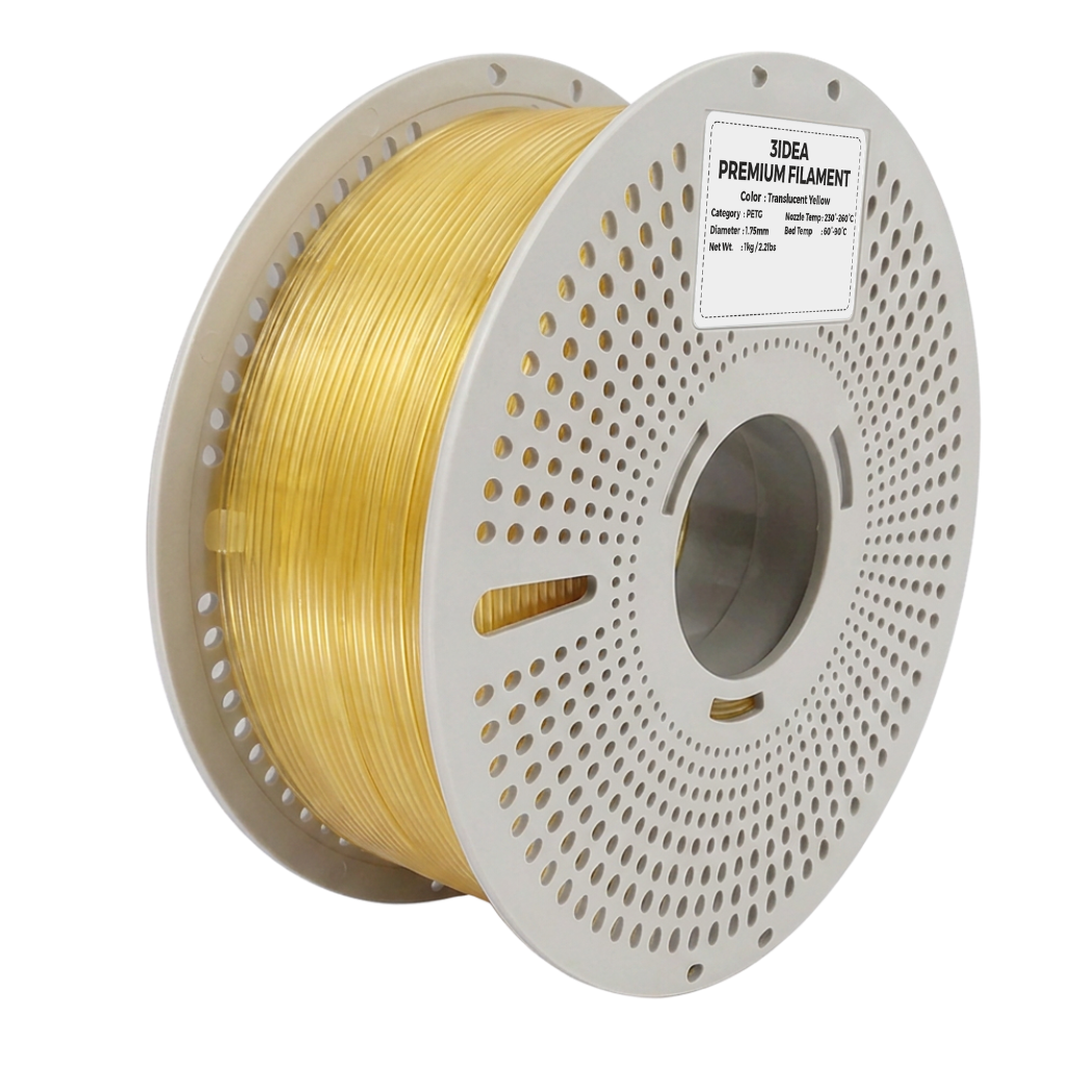 3Idea PETG Translucent Filament, 1.75mm, Yellow, Reusable Spool, 1kg/roll
