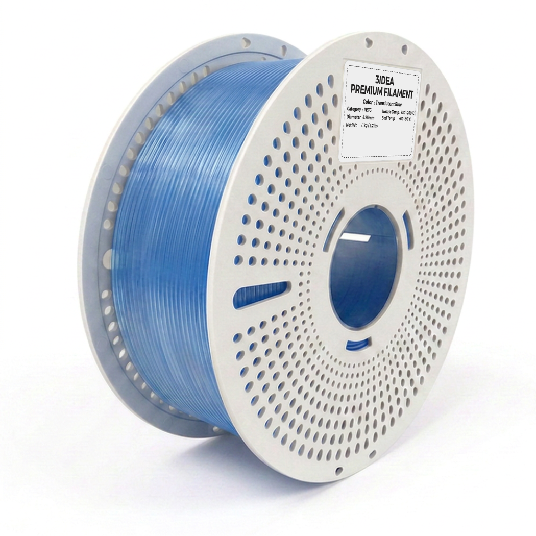 3Idea PETG Translucent Filament, 1.75mm, Blue, Reusable Spool, 1kg/roll
