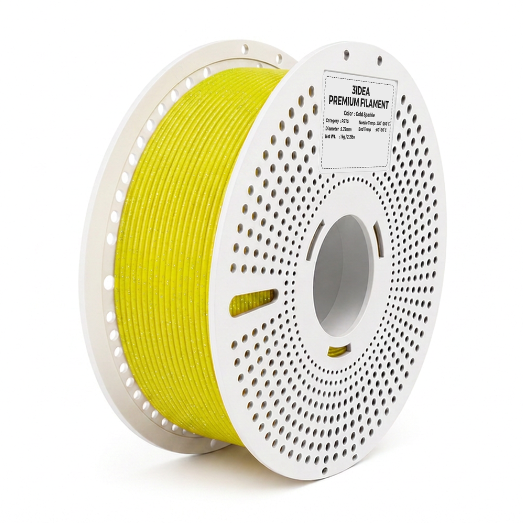 3Idea PETG Sparkle Filament, 1.75mm, Gold Sparkle, Reusable Spool, 1kg/roll
