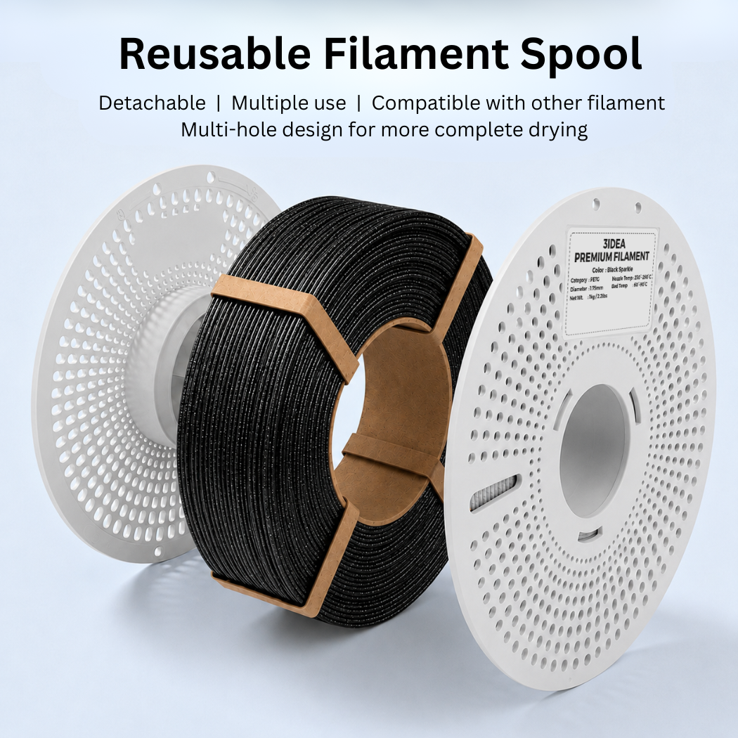 3Idea PETG Sparkle Filament, 1.75mm, Blue Sparkle, Reusable Spool, 1kg/roll