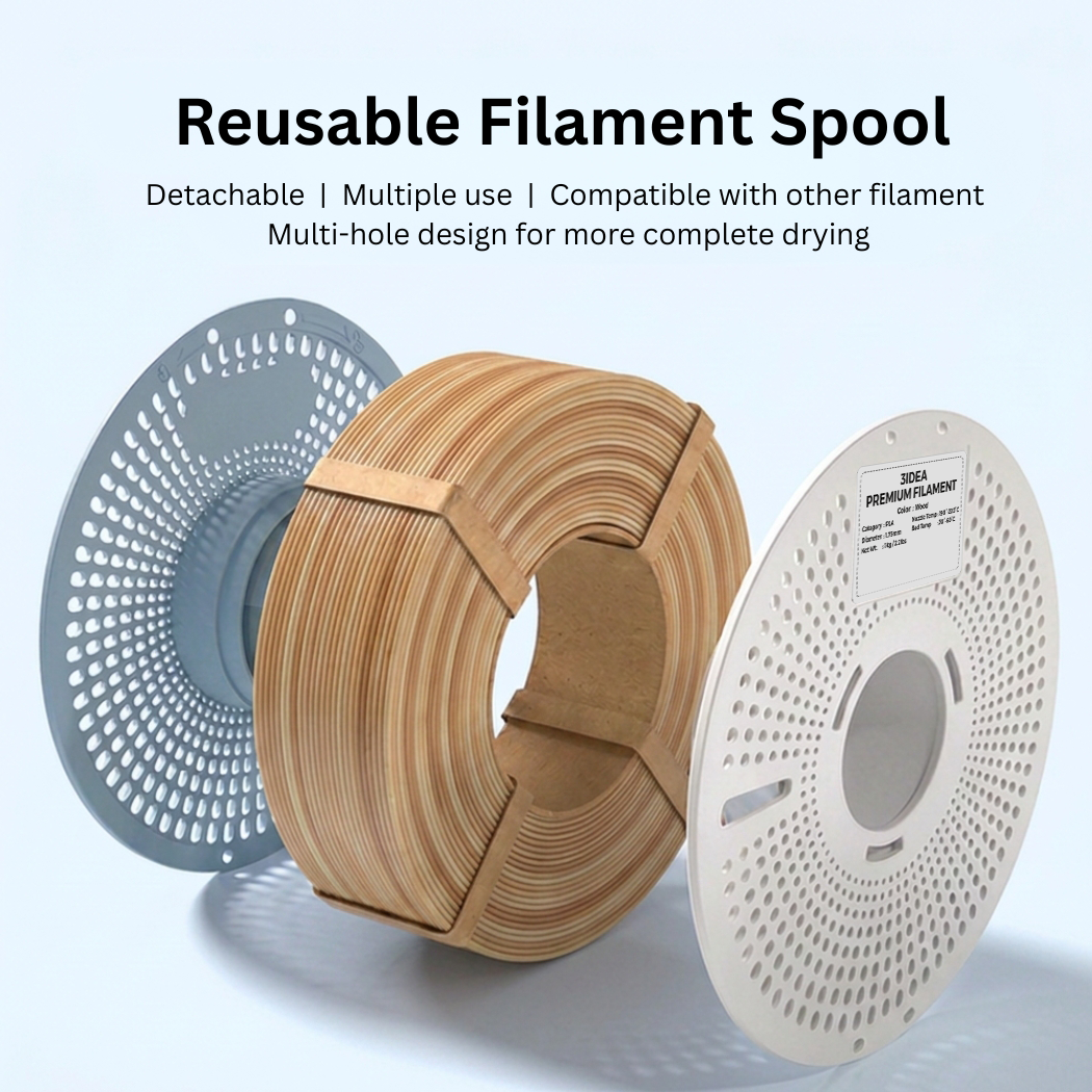 3Idea PLA Premium 3D Printing Filament, Wood 1.75mm, Reusable Spool, Net Weight-1kg