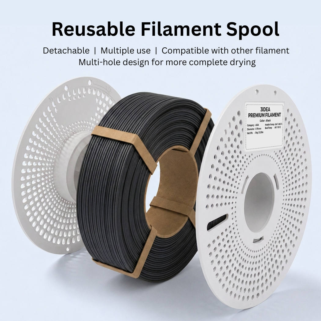 3Idea ASA Filament, 1.75mm, White, Reusable Spool, 1kg/roll
