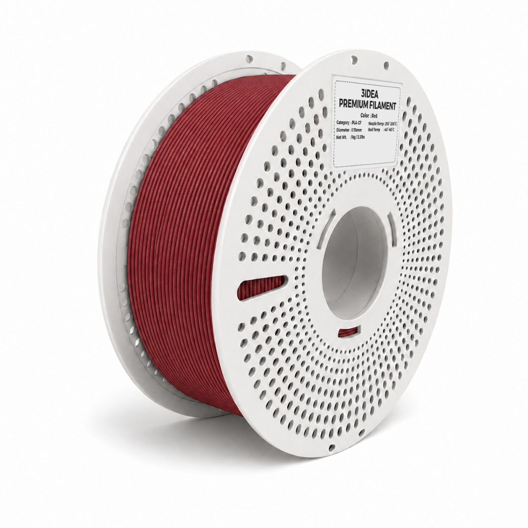 3Idea PLA-CF Filament, 1.75mm, Red, Reusable Spool, 1kg/roll