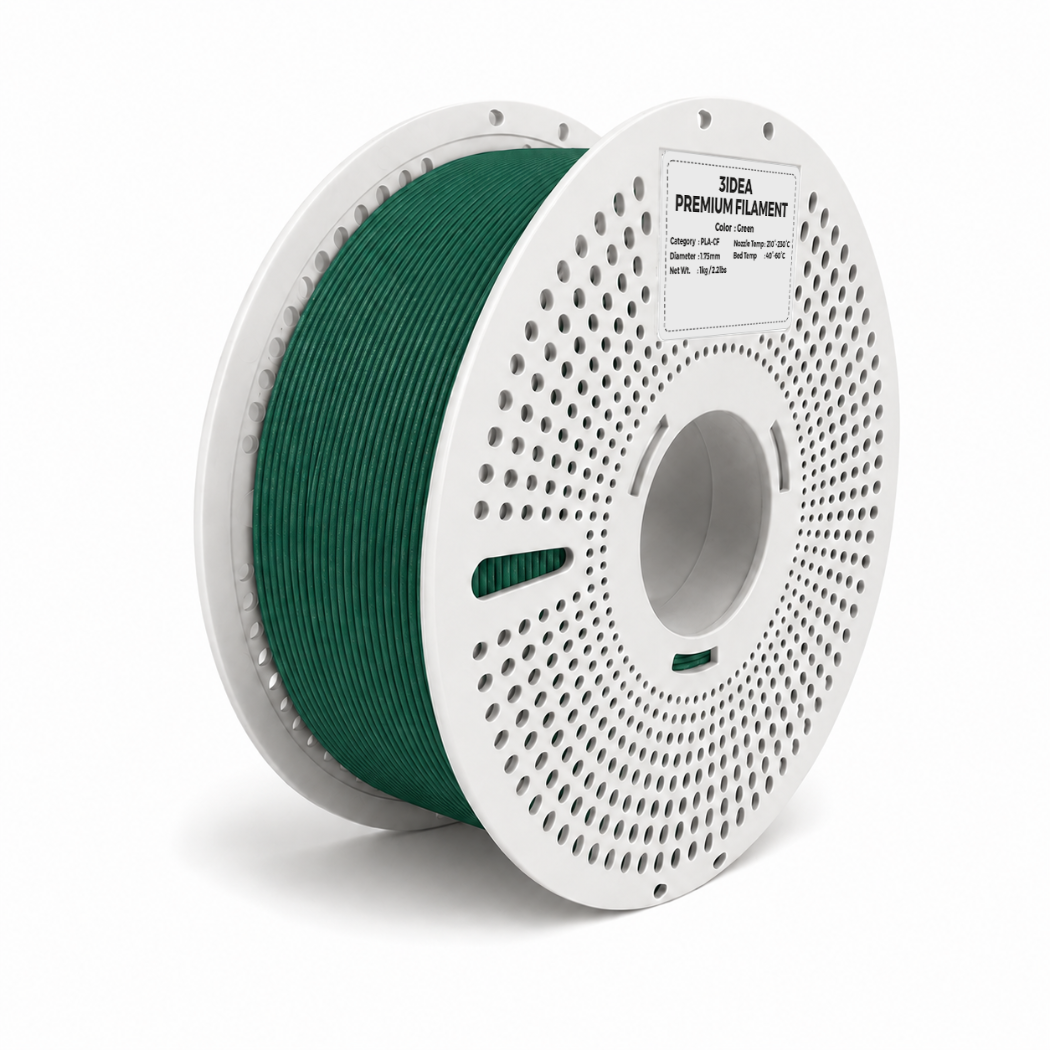 3Idea PLA-CF Filament, 1.75mm, Green, Reusable Spool, 1kg/roll