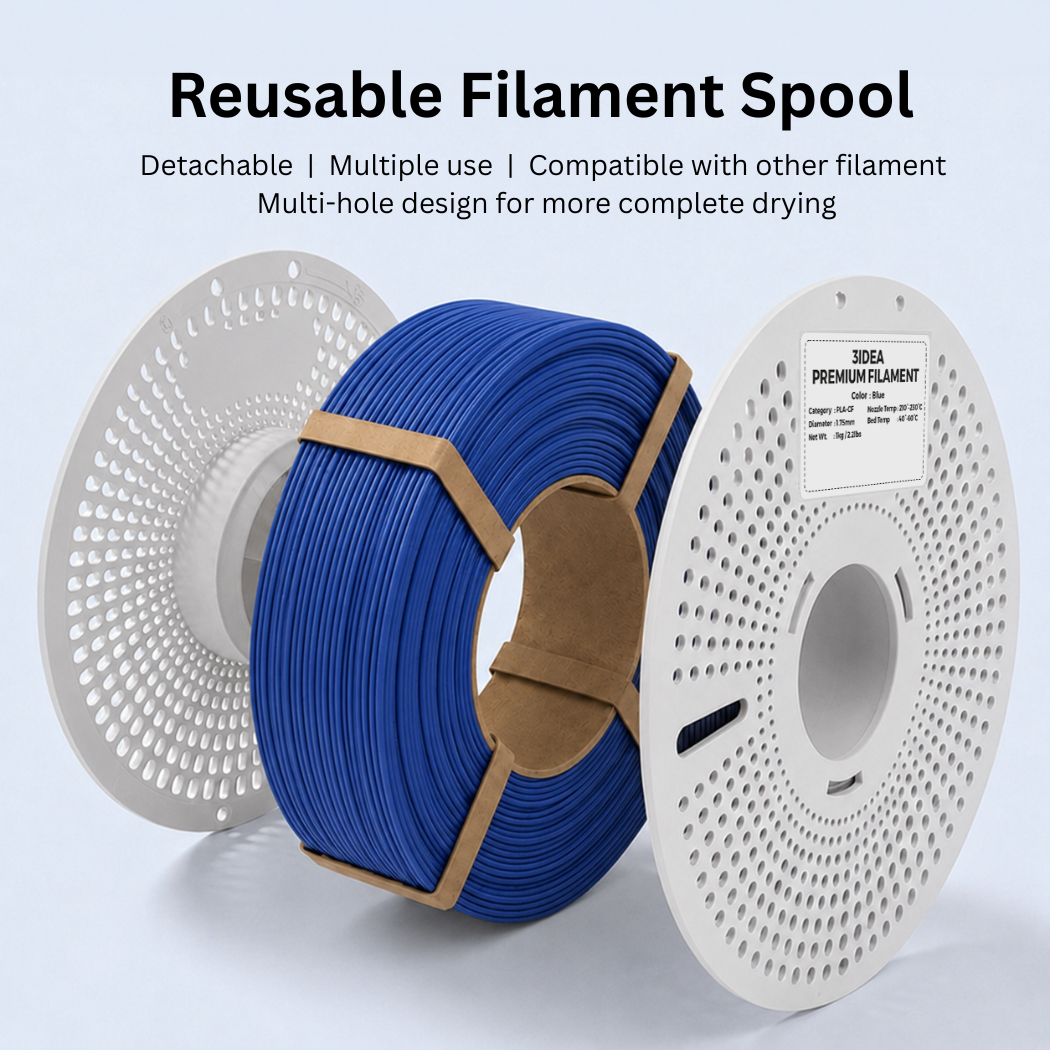 3Idea PLA-CF Filament, 1.75mm, Green, Reusable Spool, 1kg/roll