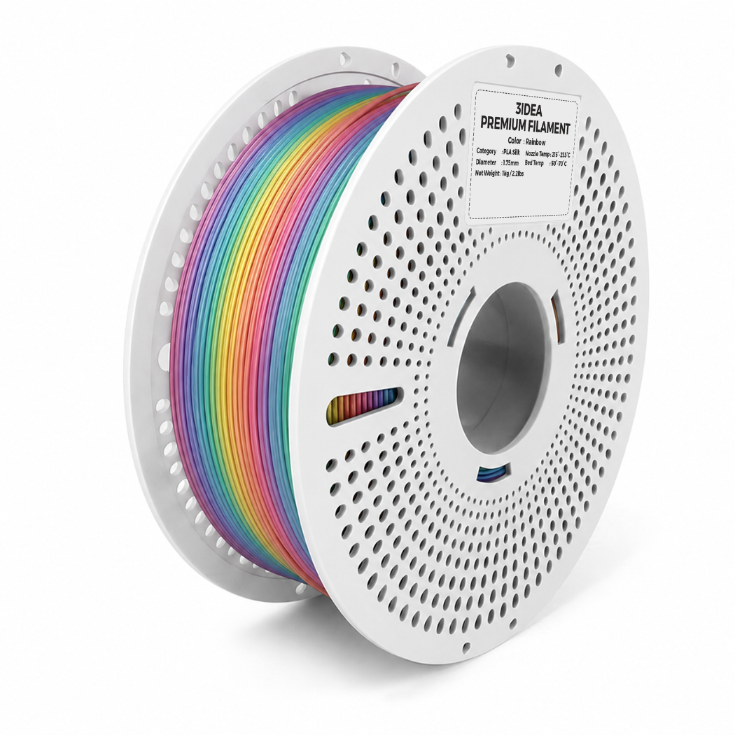 3Idea PLA Silk Premium 3D Printing Filament, Rainbow, 1.75mm, Resuable Spool, Net Weight-1kg