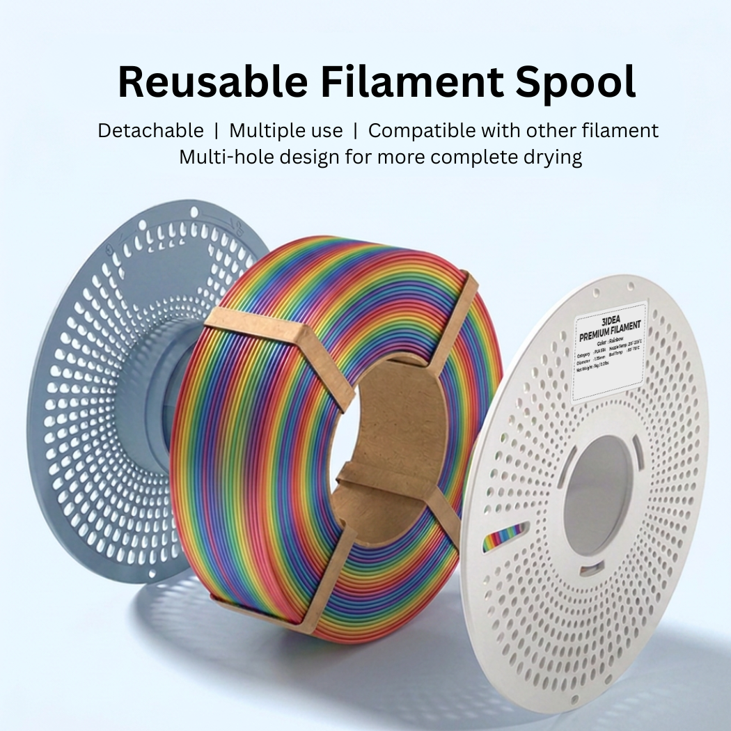3Idea PLA Silk Premium 3D Printing Filament, Rainbow, 1.75mm, Resuable Spool, Net Weight-1kg