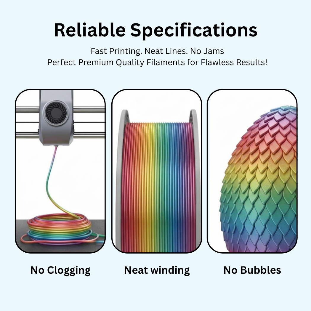 3Idea PLA Silk Premium 3D Printing Filament, Rainbow, 1.75mm, Resuable Spool, Net Weight-1kg