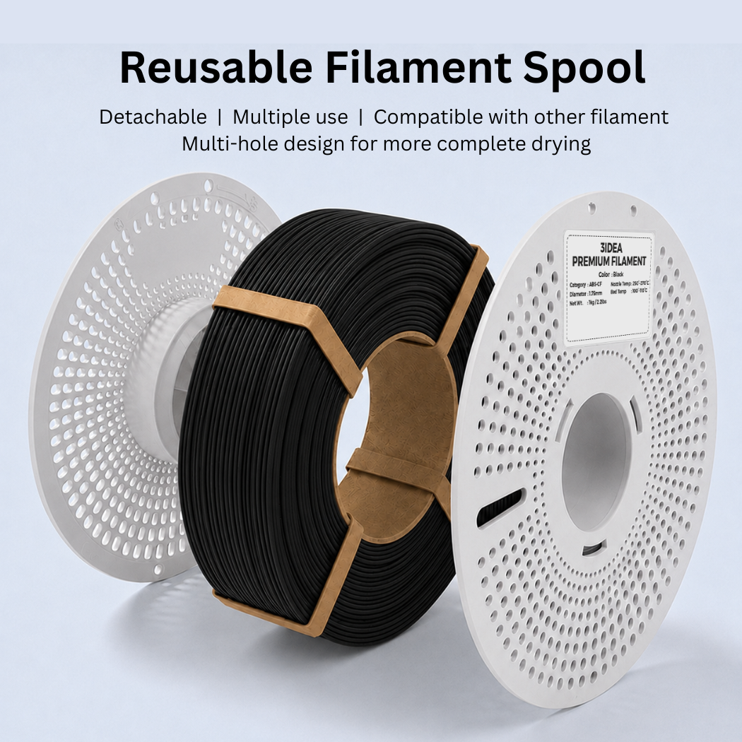 3Idea ABS-CF Premium 3D Printing Filament, Black, 1.75mm, Resuable Spool, Net Weight-1kg