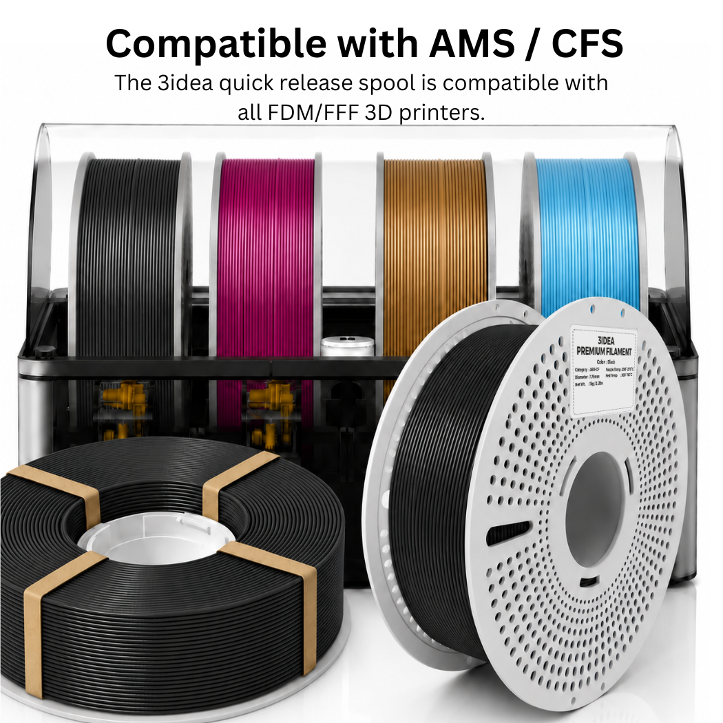 3Idea ABS-CF Premium 3D Printing Filament, Black, 1.75mm, Resuable Spool, Net Weight-1kg
