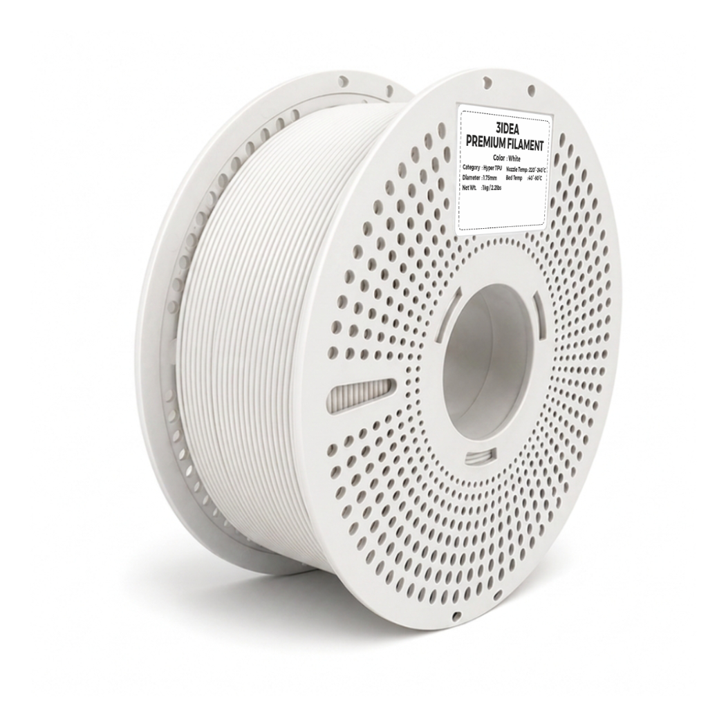 3Idea TPU+ 3D Printing Filament, 1.75mm, White, Reusable Spool, 1kg/roll