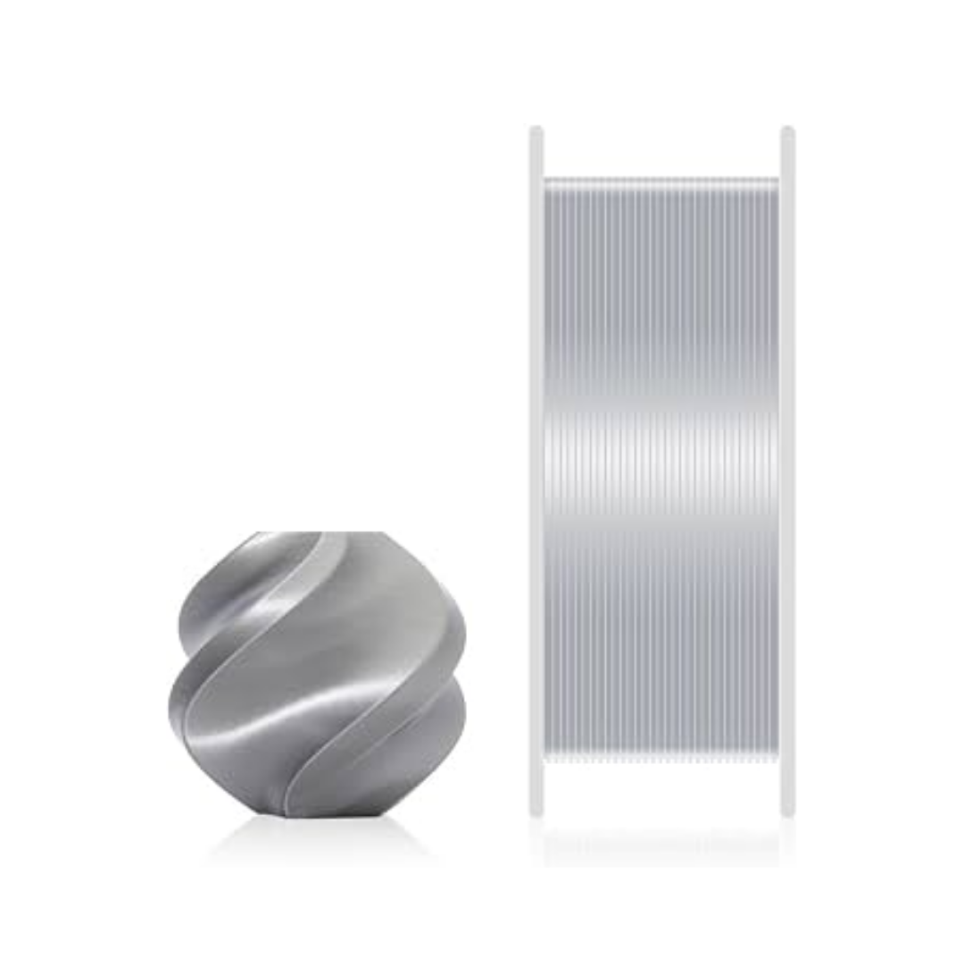Bambu Lab PLA Silk+ 3D Printing Filament - Silver, Reusable Spool 1KG
