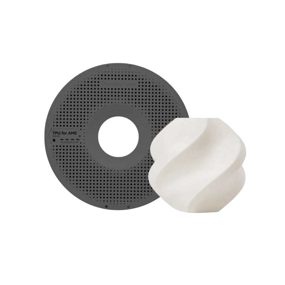 Bambu Lab TPU for AMS 3D Printing Filament - White, Reusable Spool 1KG